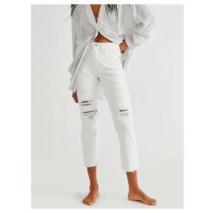 NEW Levi's Wedgie Straight Distressed Off-White Jeans Women's 30 MSRP $1…